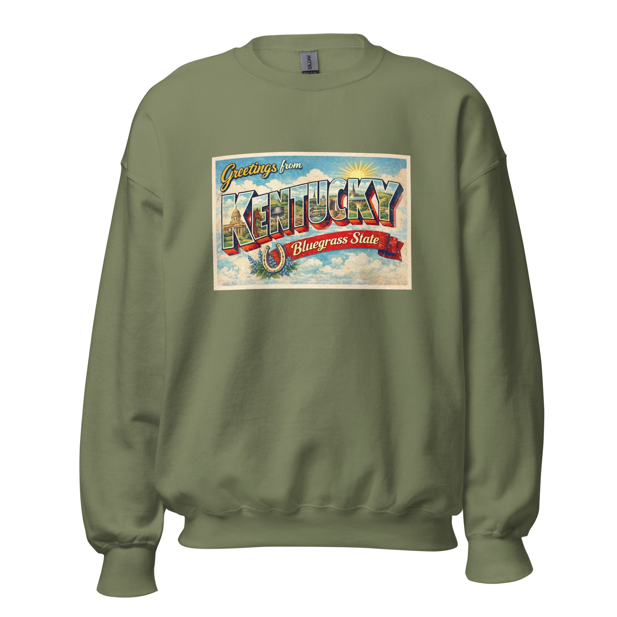 Greetings from Kentucky Sweatshirt | Retro Postcard Graphic | Unisex Pullover - Bluegrass Elite Apparel LLC