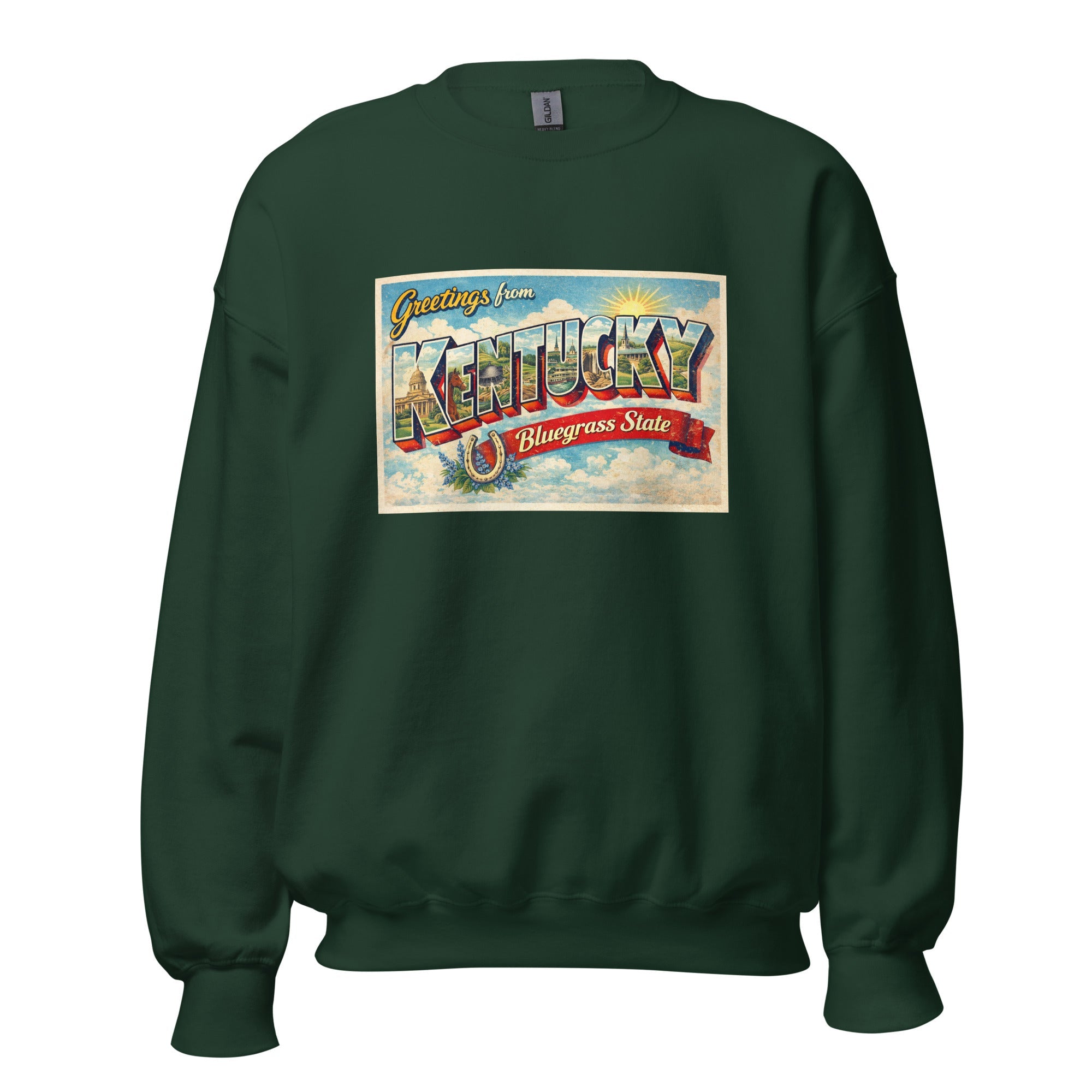 Greetings from Kentucky Sweatshirt | Retro Postcard Graphic | Unisex Pullover - Bluegrass Elite Apparel LLC