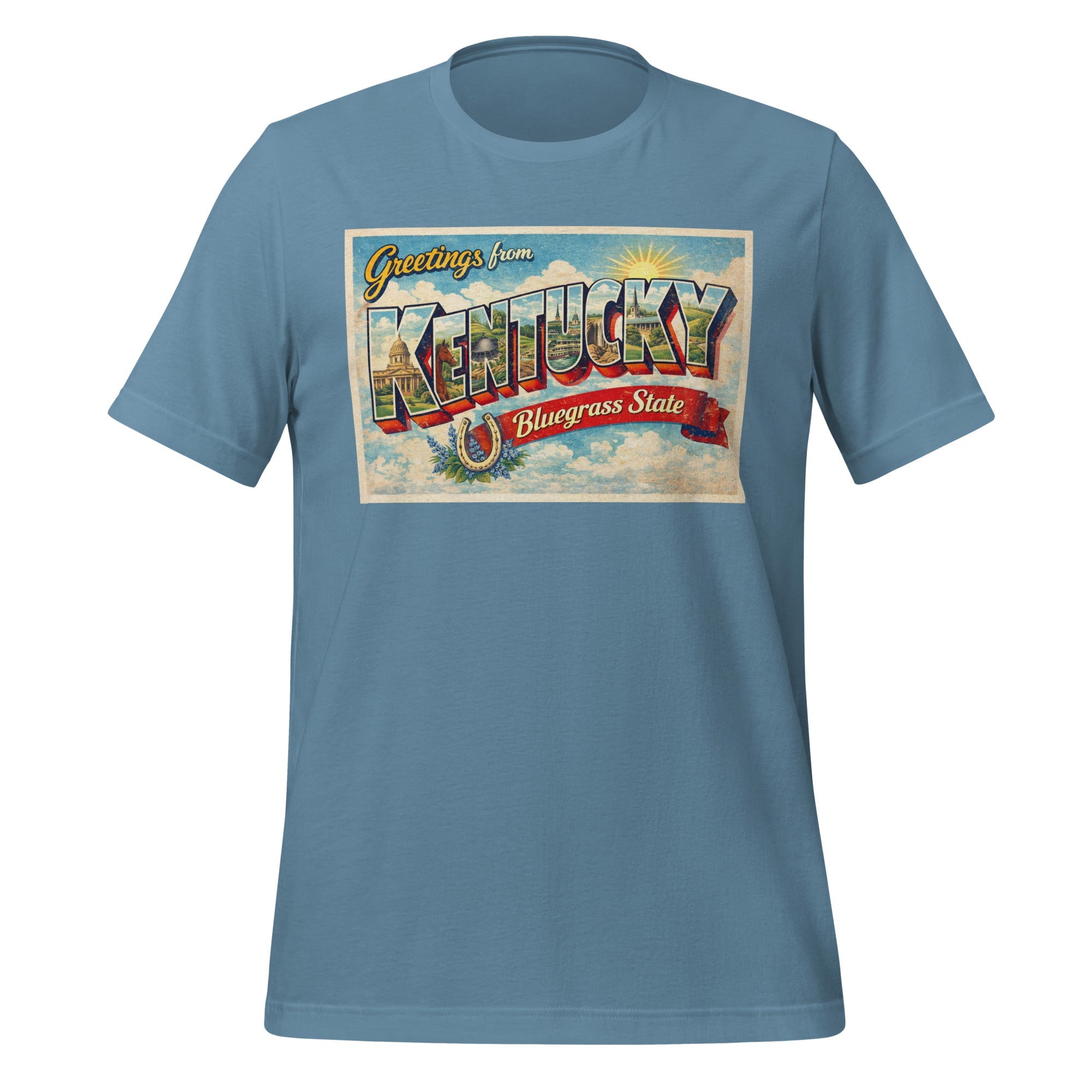 Greetings from Kentucky T-Shirt | Vintage Postcard Design | Classic Cotton - Bluegrass Elite Apparel LLC
