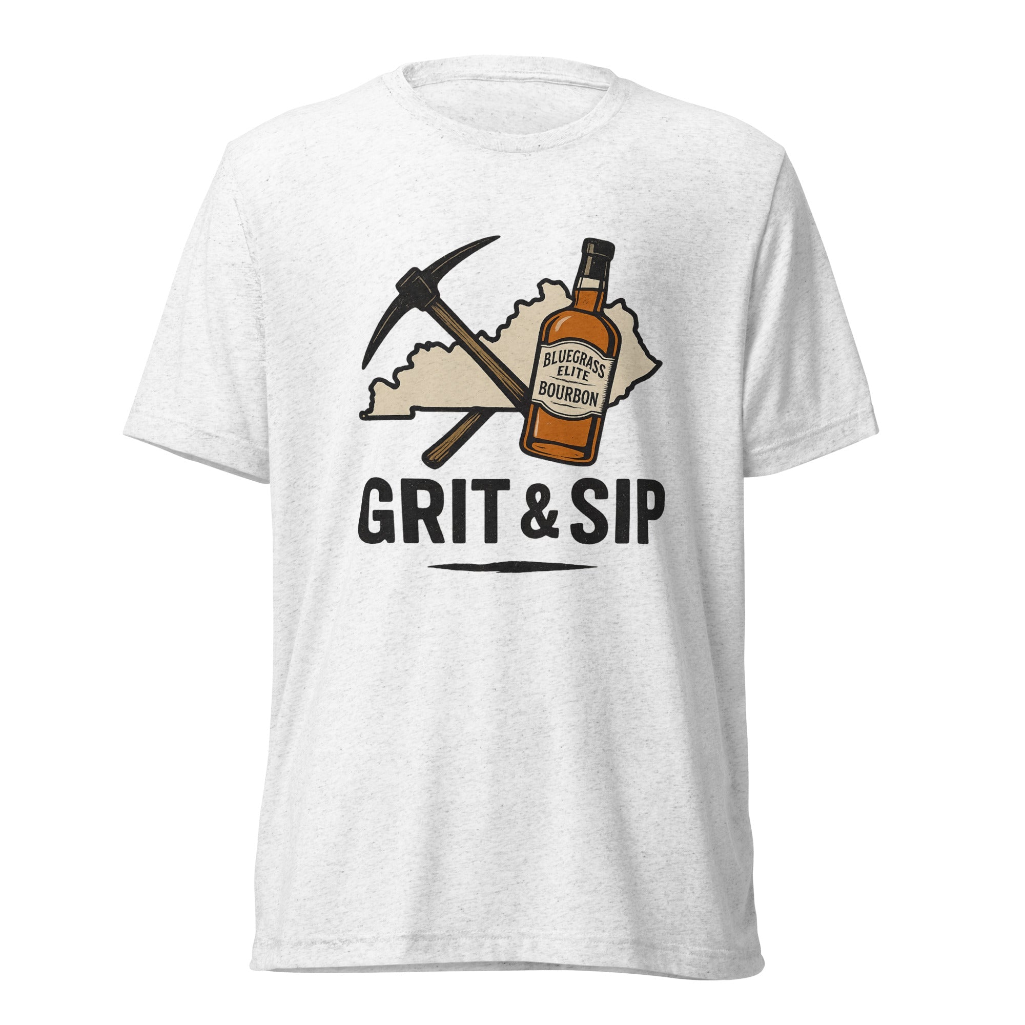 Grit and Sip Tee | Kentucky Bourbon &amp; Coal Heritage Shirt | Elite Tri - Blend - Bluegrass Elite Apparel LLC