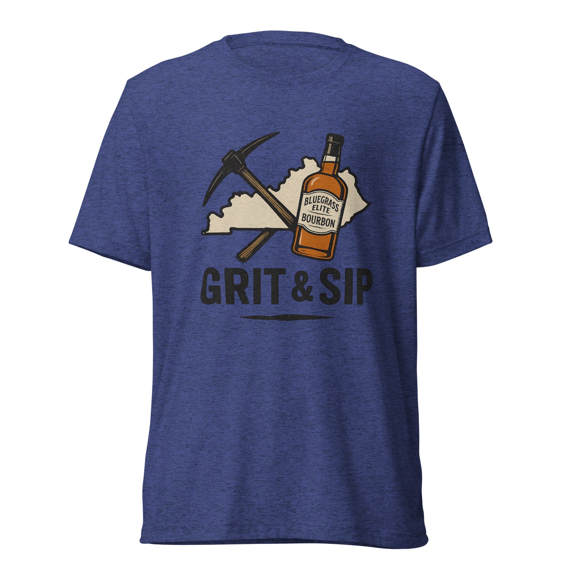 Grit and Sip Tee | Kentucky Bourbon &amp; Coal Heritage Shirt | Elite Tri - Blend - Bluegrass Elite Apparel LLC