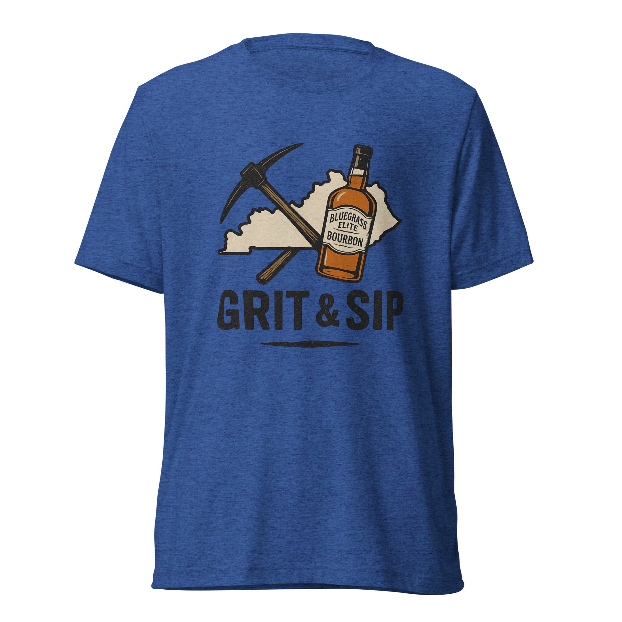 Grit and Sip Tee | Kentucky Bourbon &amp; Coal Heritage Shirt | Elite Tri - Blend - Bluegrass Elite Apparel LLC