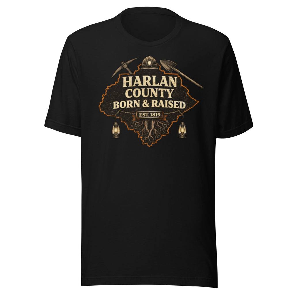Harlan County Heritage Graphic T-Shirt | Born & Raised Design | Classic - Bluegrass Elite Apparel LLC