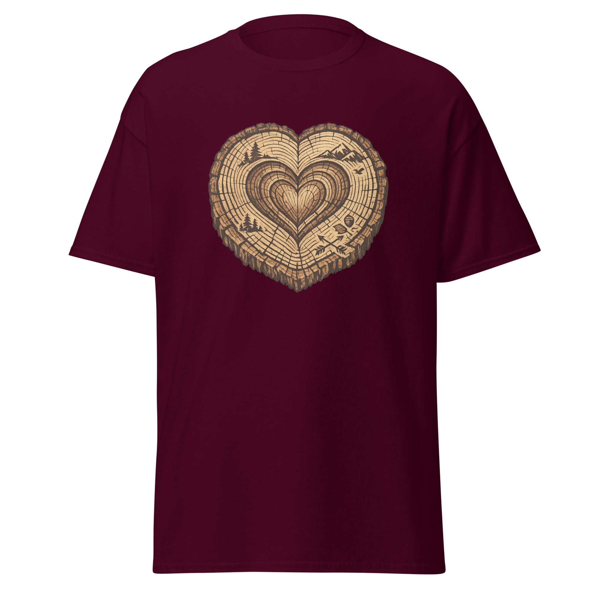 Heart Tree Ring T-Shirt | Rustic Nature Design | Basic - Bluegrass Elite Apparel LLC