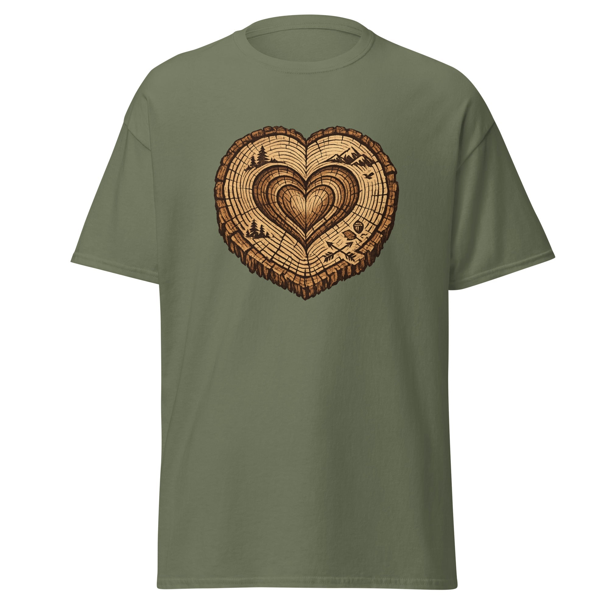 Heart Tree Ring T-Shirt | Rustic Nature Design | Basic - Bluegrass Elite Apparel LLC