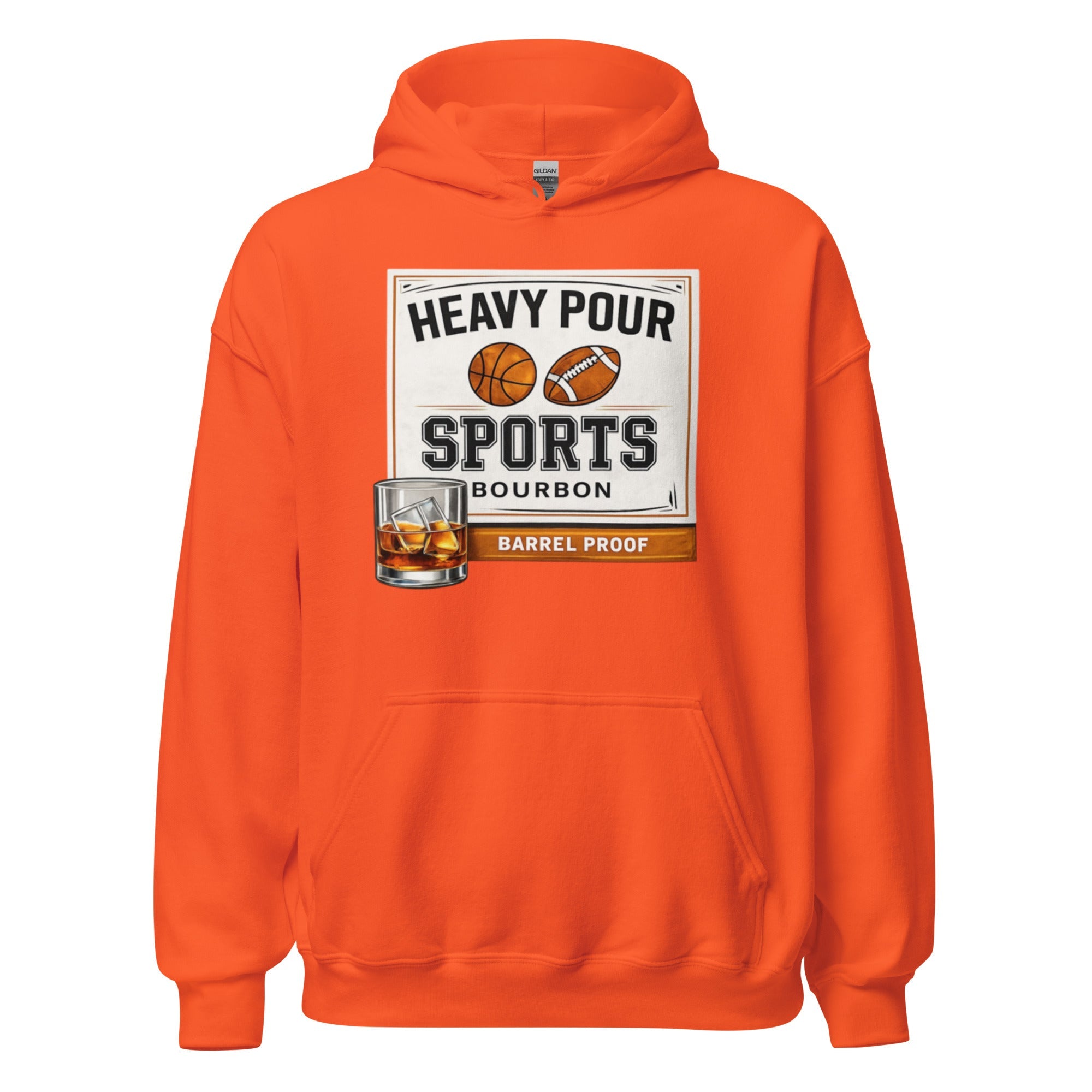 Heavy Pour Sports Bourbon Hoodie | Barrel Proof Design | Unisex - Bluegrass Elite Apparel LLC