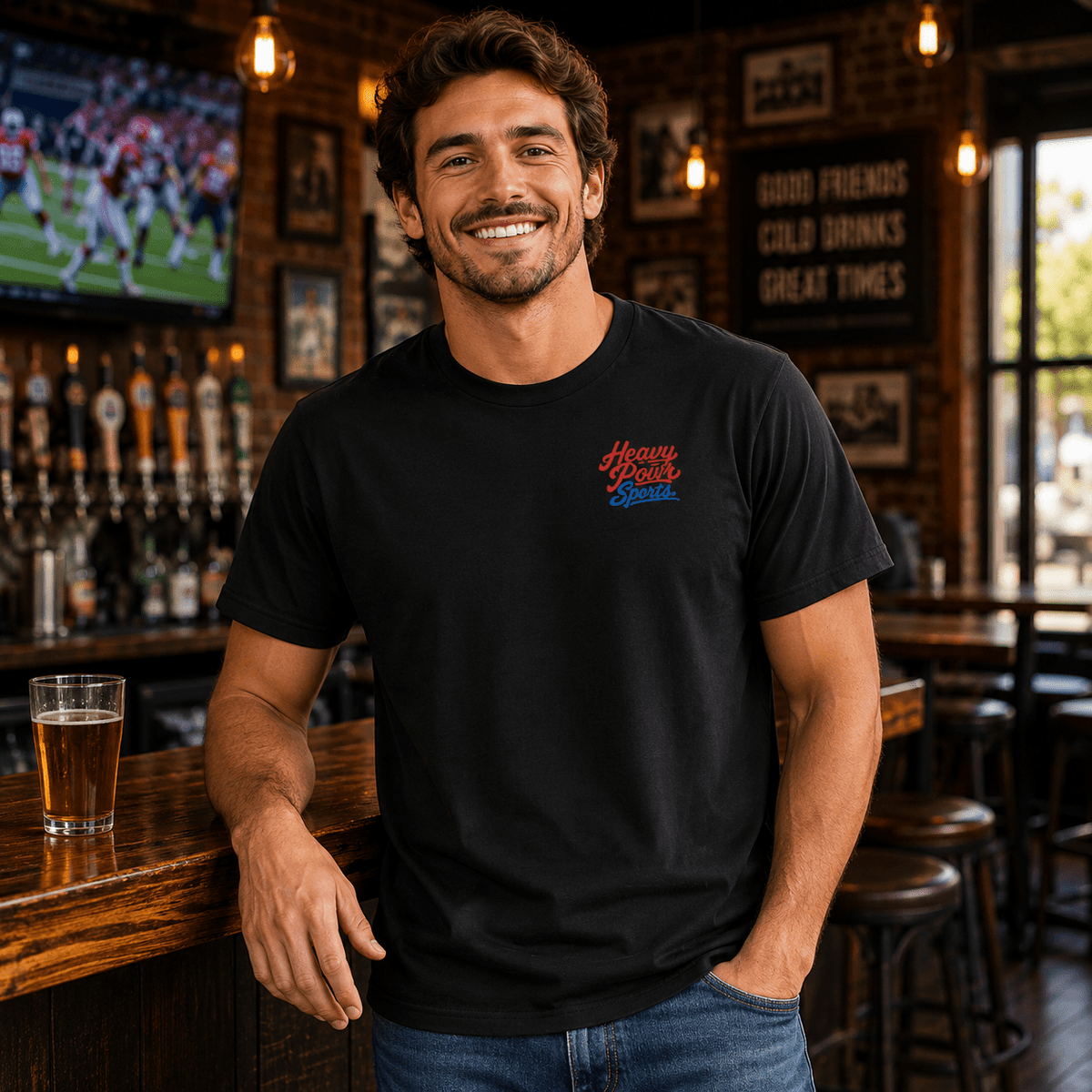 Heavy Pour Sports Fine Jersey T-Shirt | Script Logo Design | Classic Comfort - Bluegrass Elite Apparel LLC