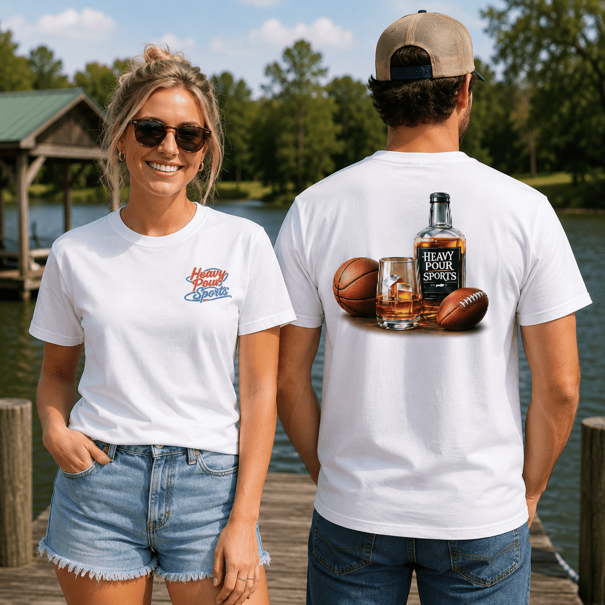 Heavy Pour Sports T-Shirt | Dual-Sided Bourbon & Neon Design | Classic Cotton - Bluegrass Elite Apparel LLC