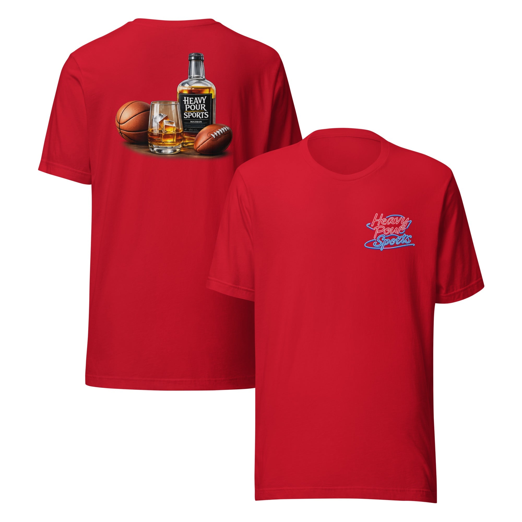 Heavy Pour Sports T-Shirt | Dual - Sided Bourbon & Neon Design | Classic Cotton - Bluegrass Elite Apparel LLC