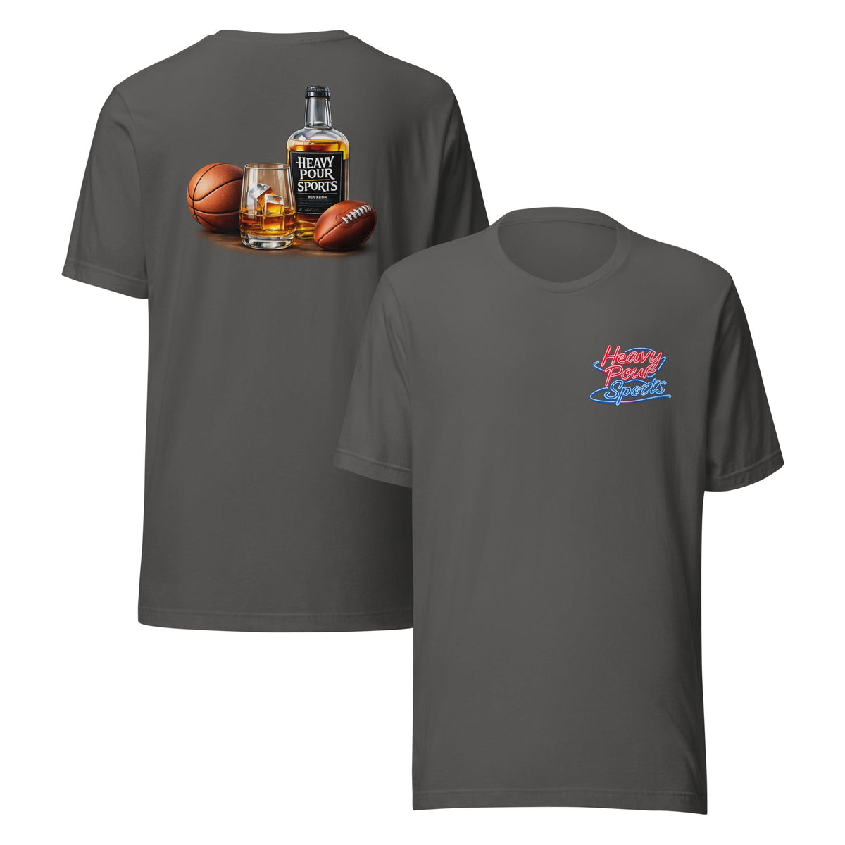 Heavy Pour Sports T-Shirt | Dual - Sided Bourbon & Neon Design | Classic Cotton - Bluegrass Elite Apparel LLC