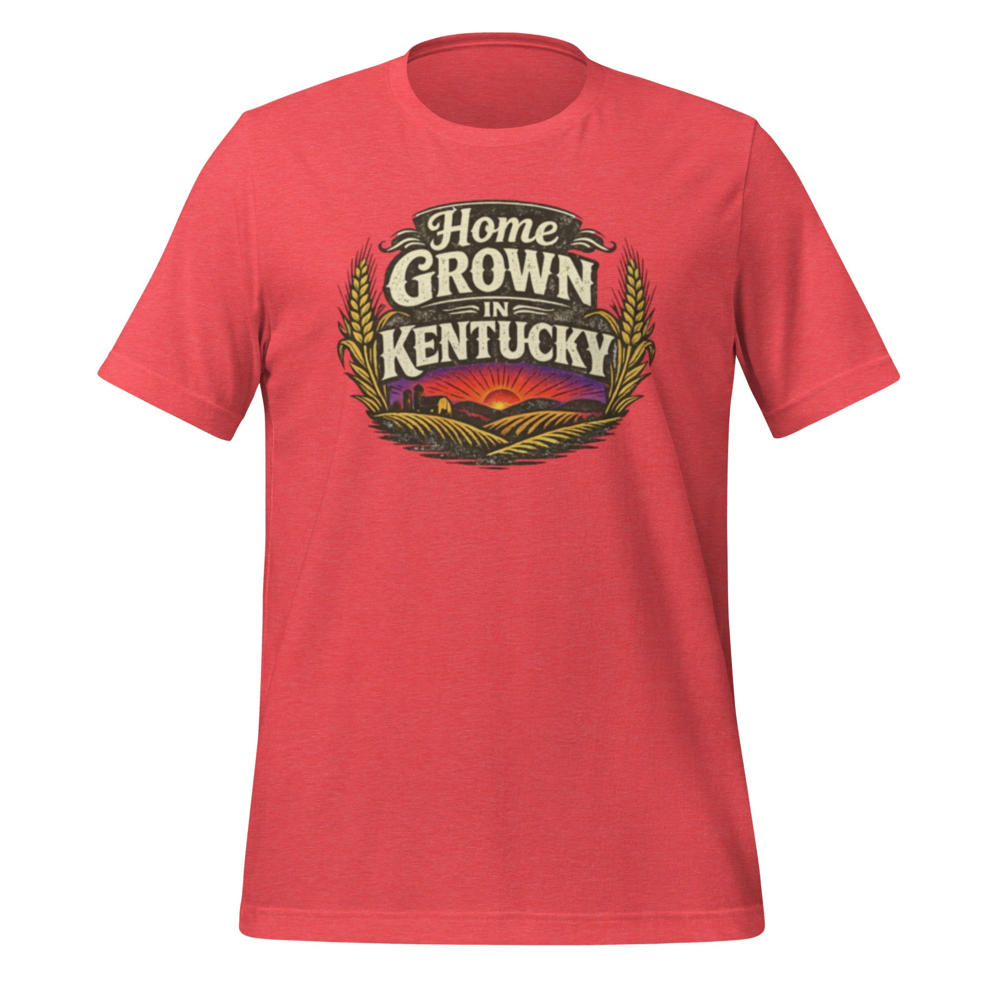 Home Grown in Kentucky T-Shirt | Vintage Wheat & Hills Design | Classic Cotton - Bluegrass Elite Apparel LLC