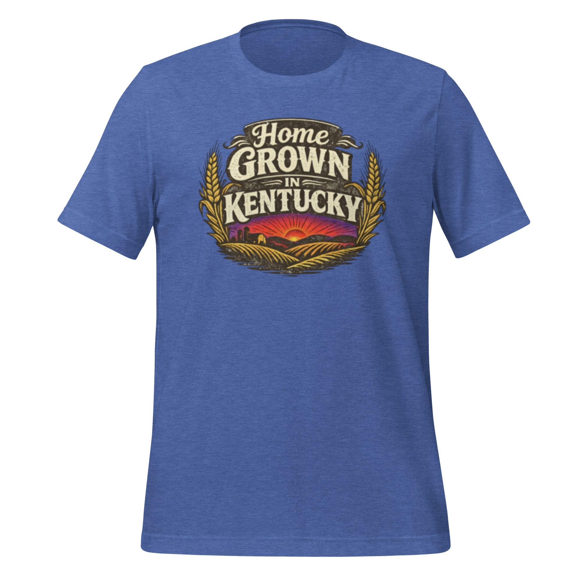 Home Grown in Kentucky T-Shirt | Vintage Wheat & Hills Design | Classic Cotton - Bluegrass Elite Apparel LLC