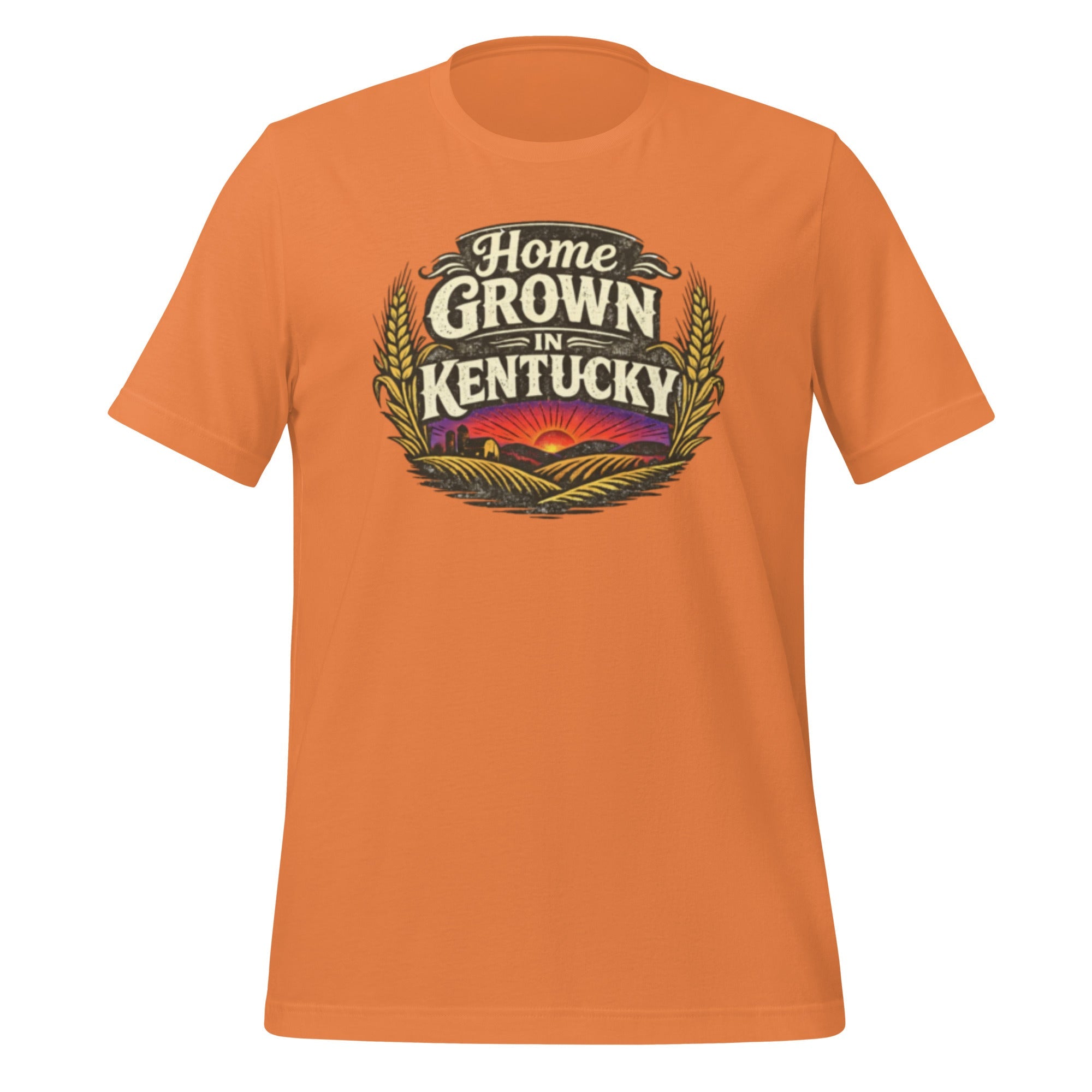 Home Grown in Kentucky T-Shirt | Vintage Wheat & Hills Design | Classic Cotton - Bluegrass Elite Apparel LLC