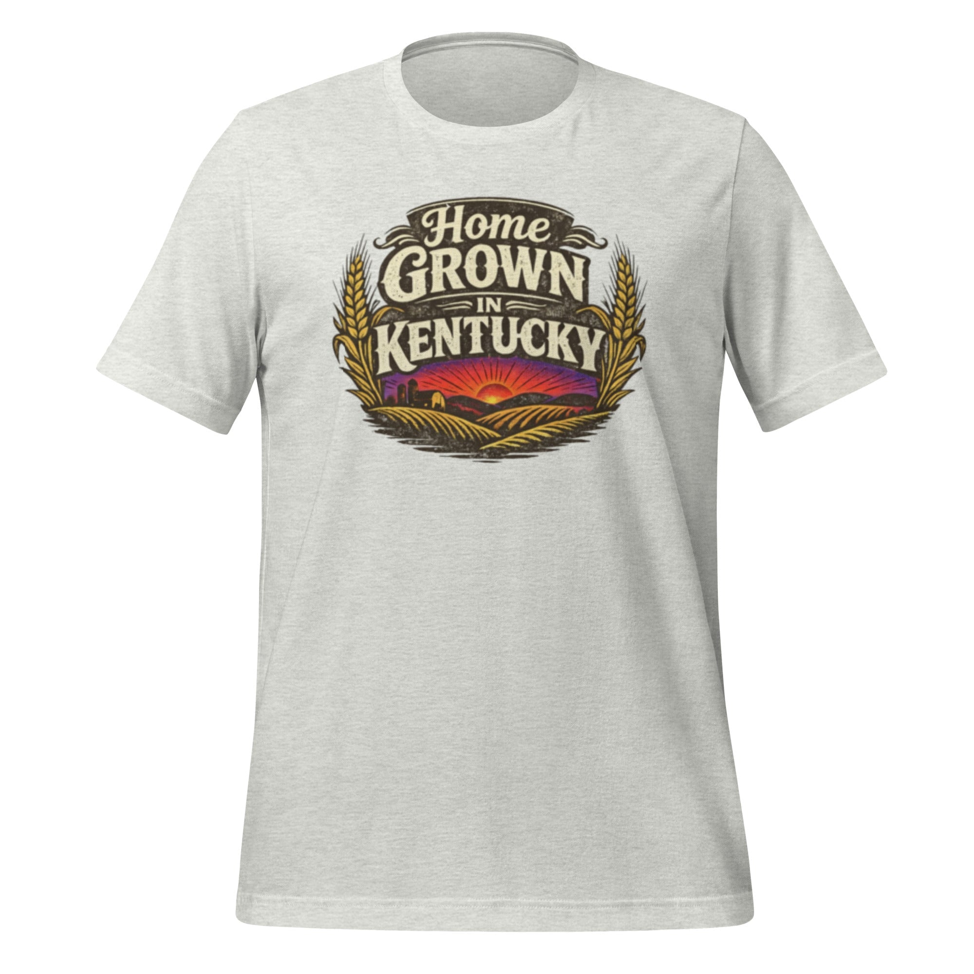 Home Grown in Kentucky T-Shirt | Vintage Wheat & Hills Design | Classic Cotton - Bluegrass Elite Apparel LLC