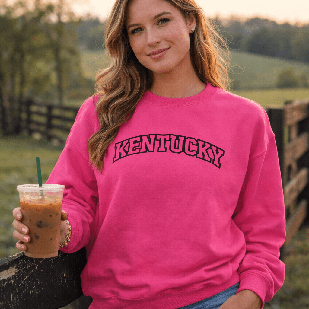 Kentucky Arched Sweatshirt | Thick Outline Block Letter Design | Basic - Bluegrass Elite Apparel LLC