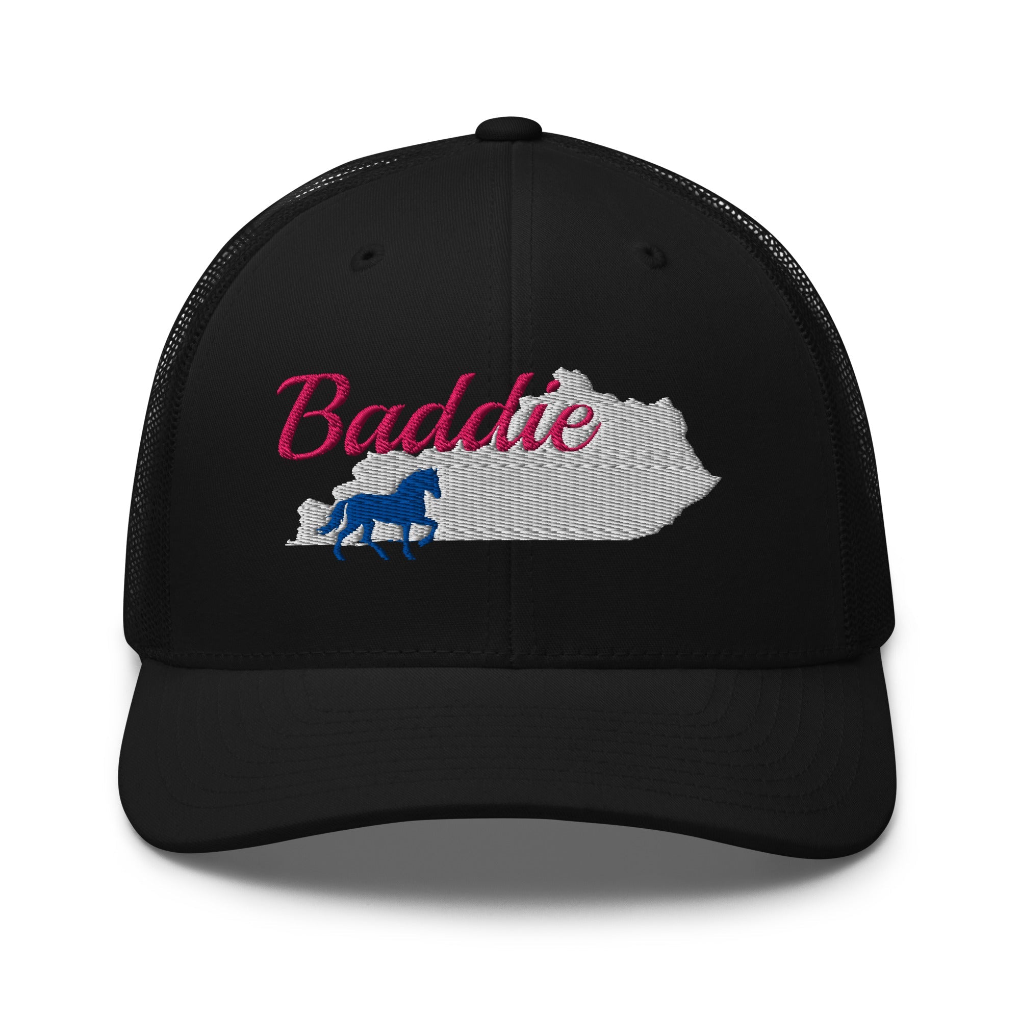 Kentucky Baddie Trucker Cap | Pink Script Horse Hat - Bluegrass Elite Apparel LLC