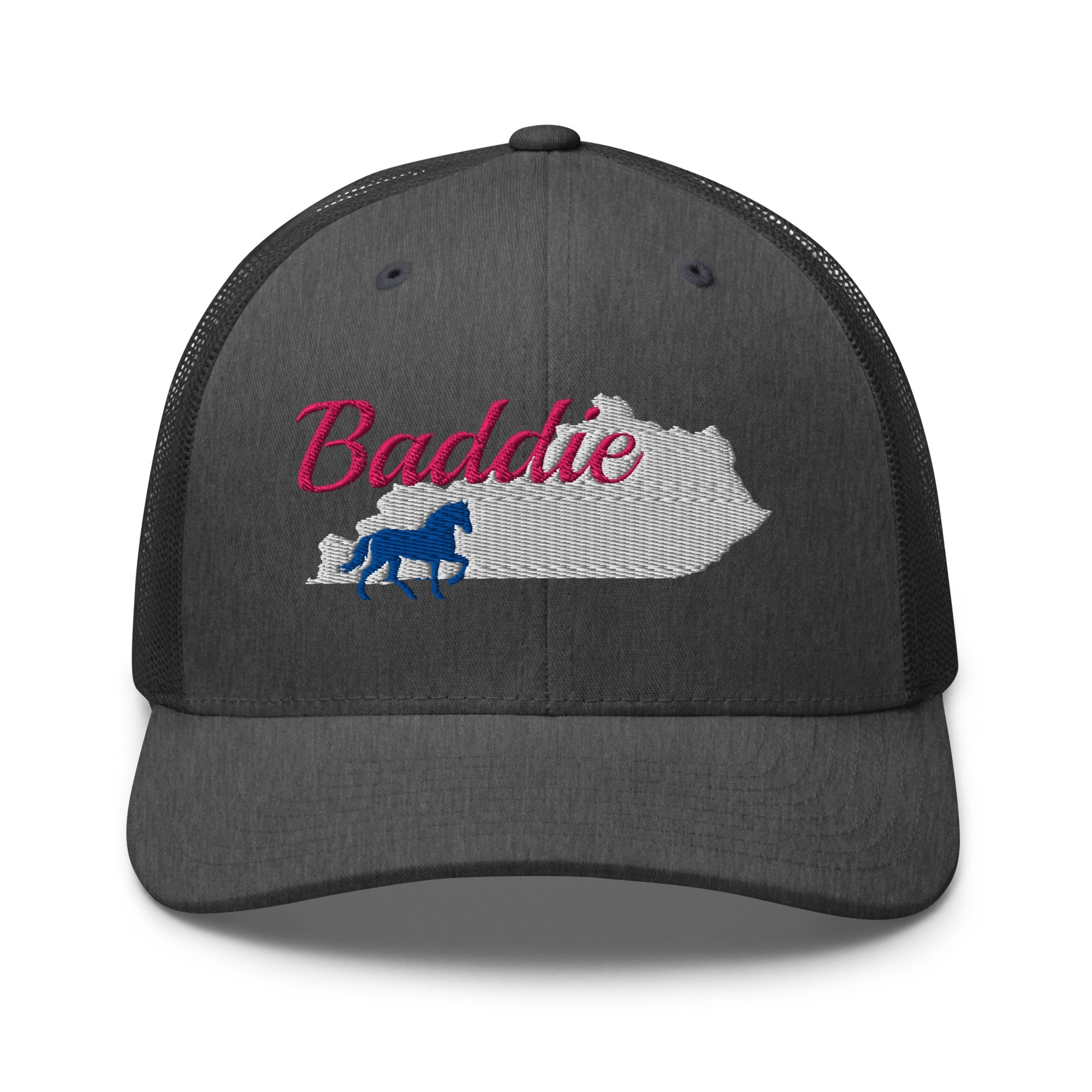 Kentucky Baddie Trucker Cap | Pink Script Horse Hat - Bluegrass Elite Apparel LLC