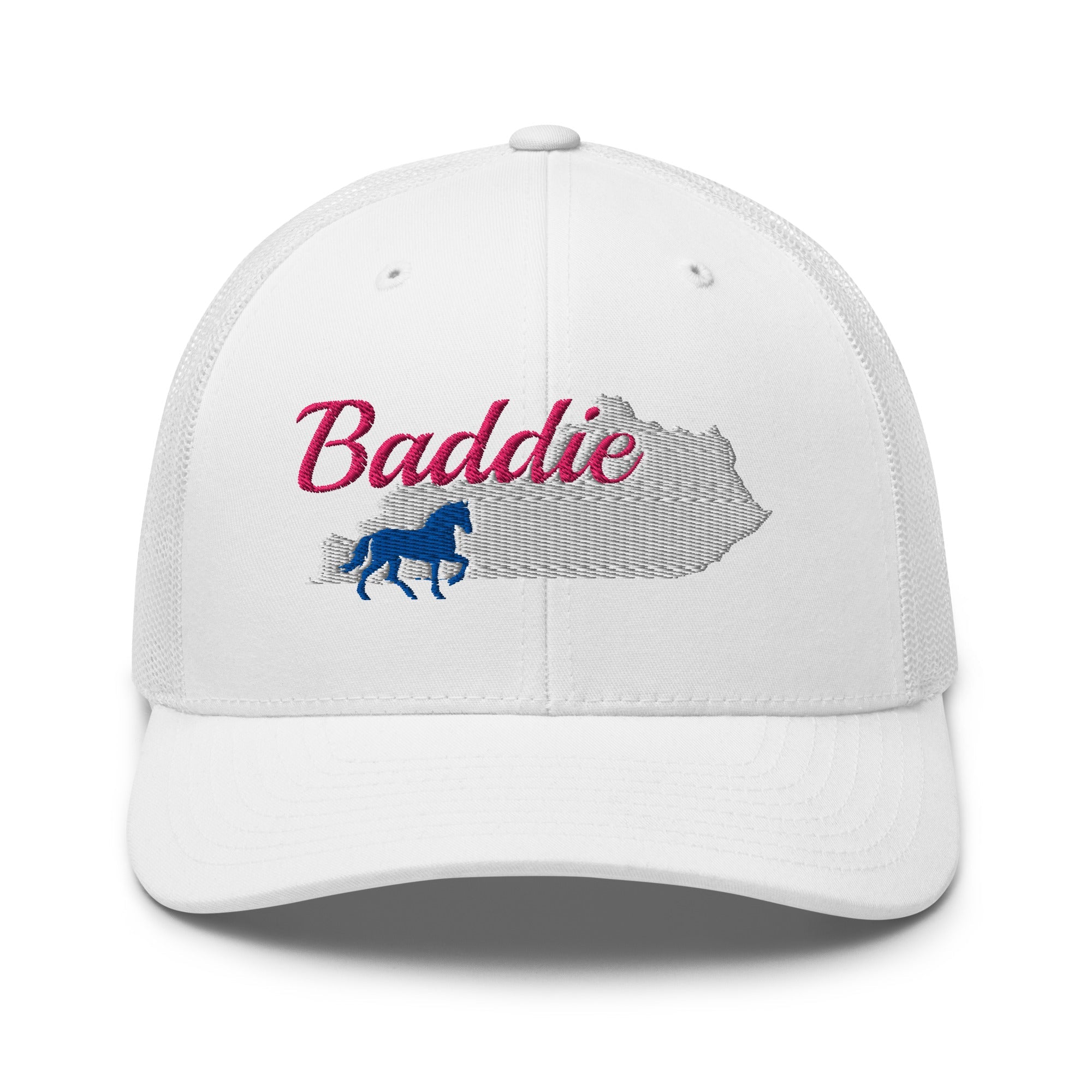 Kentucky Baddie Trucker Cap | Pink Script Horse Hat - Bluegrass Elite Apparel LLC