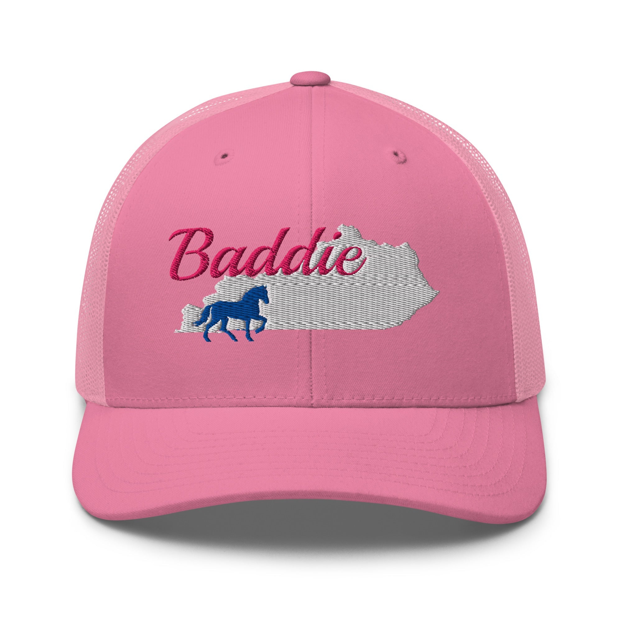Kentucky Baddie Trucker Cap | Pink Script Horse Hat - Bluegrass Elite Apparel LLC