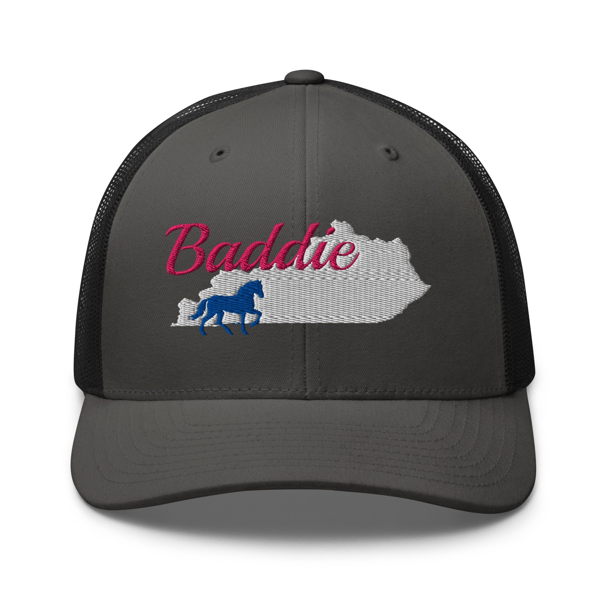 Kentucky Baddie Trucker Cap | Pink Script Horse Hat - Bluegrass Elite Apparel LLC