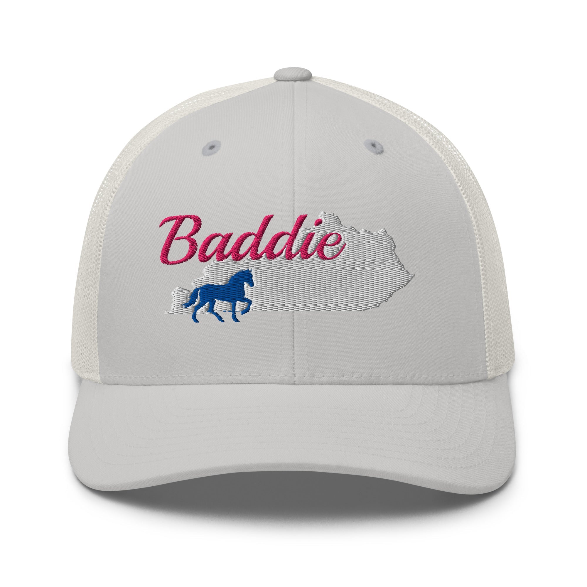 Kentucky Baddie Trucker Cap | Pink Script Horse Hat - Bluegrass Elite Apparel LLC