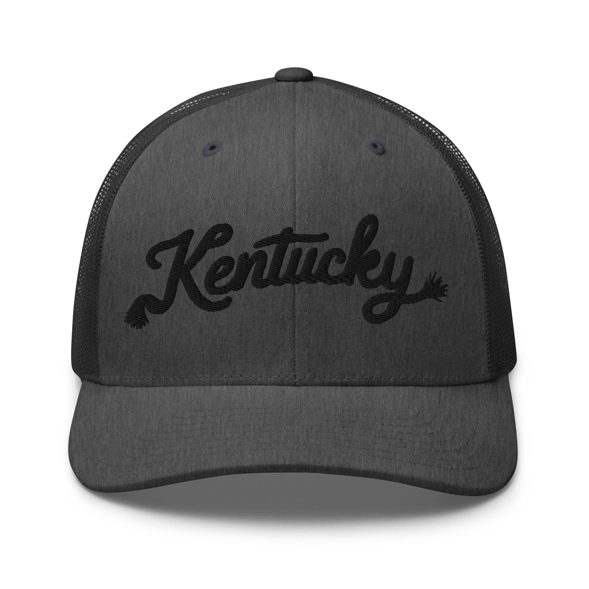 Kentucky Black Rope Script Trucker Hat | 3D Puff Embroidery Design - Bluegrass Elite Apparel LLC