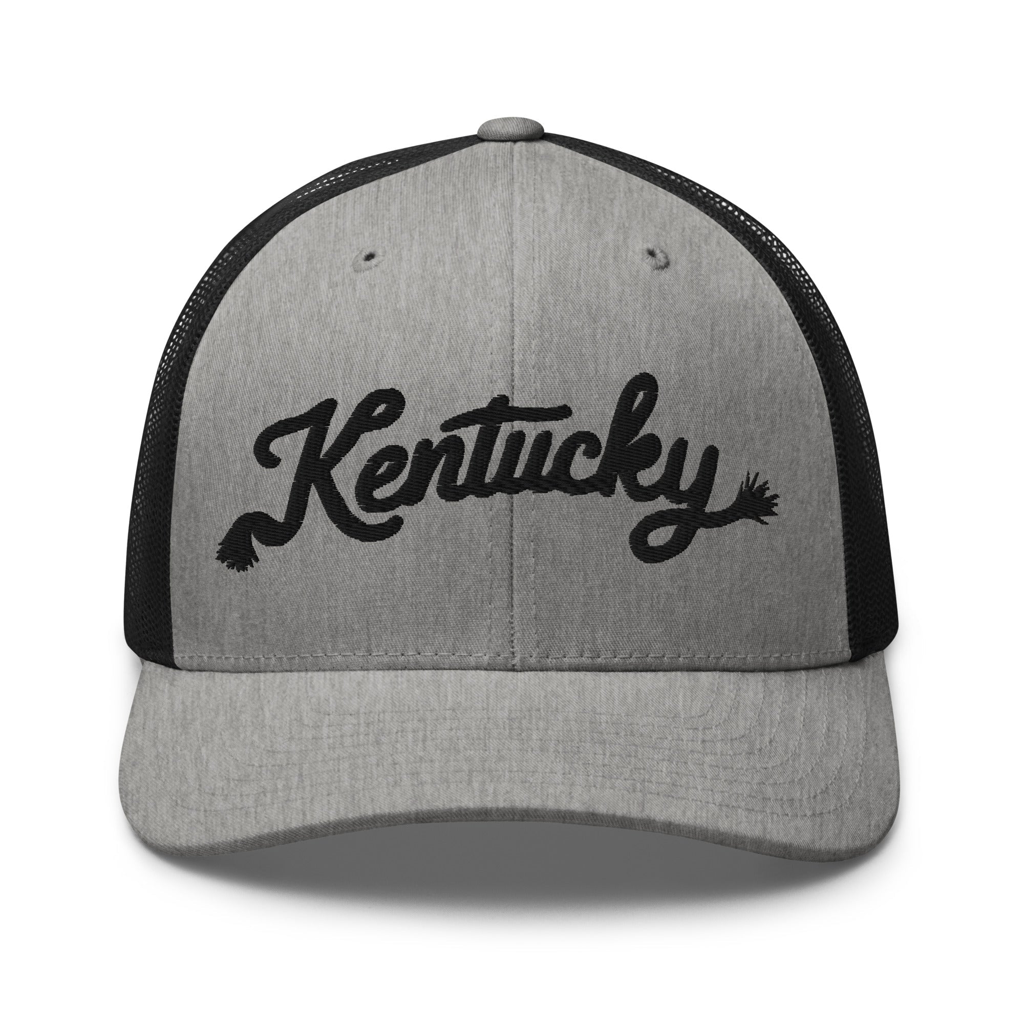 Kentucky Black Rope Script Trucker Hat | 3D Puff Embroidery Design - Bluegrass Elite Apparel LLC