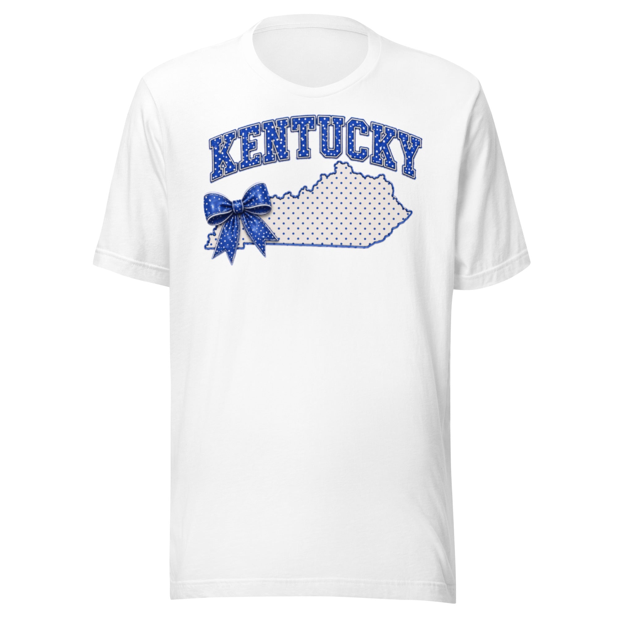 Kentucky Blue Dot Bow Tee | State Pride Script Design | Classic - Bluegrass Elite Apparel LLC