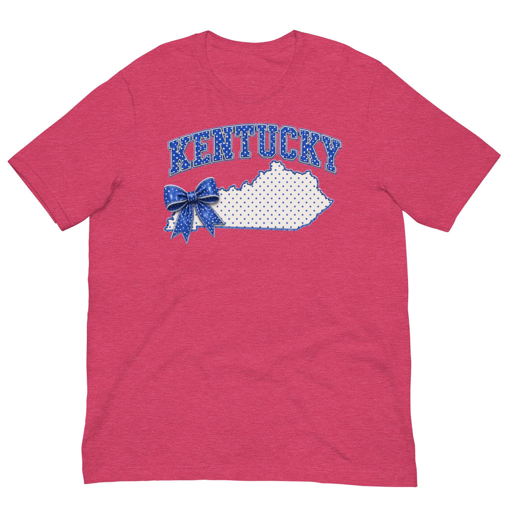 Kentucky Blue Dot Bow Tee | State Pride Script Design | Classic - Bluegrass Elite Apparel LLC