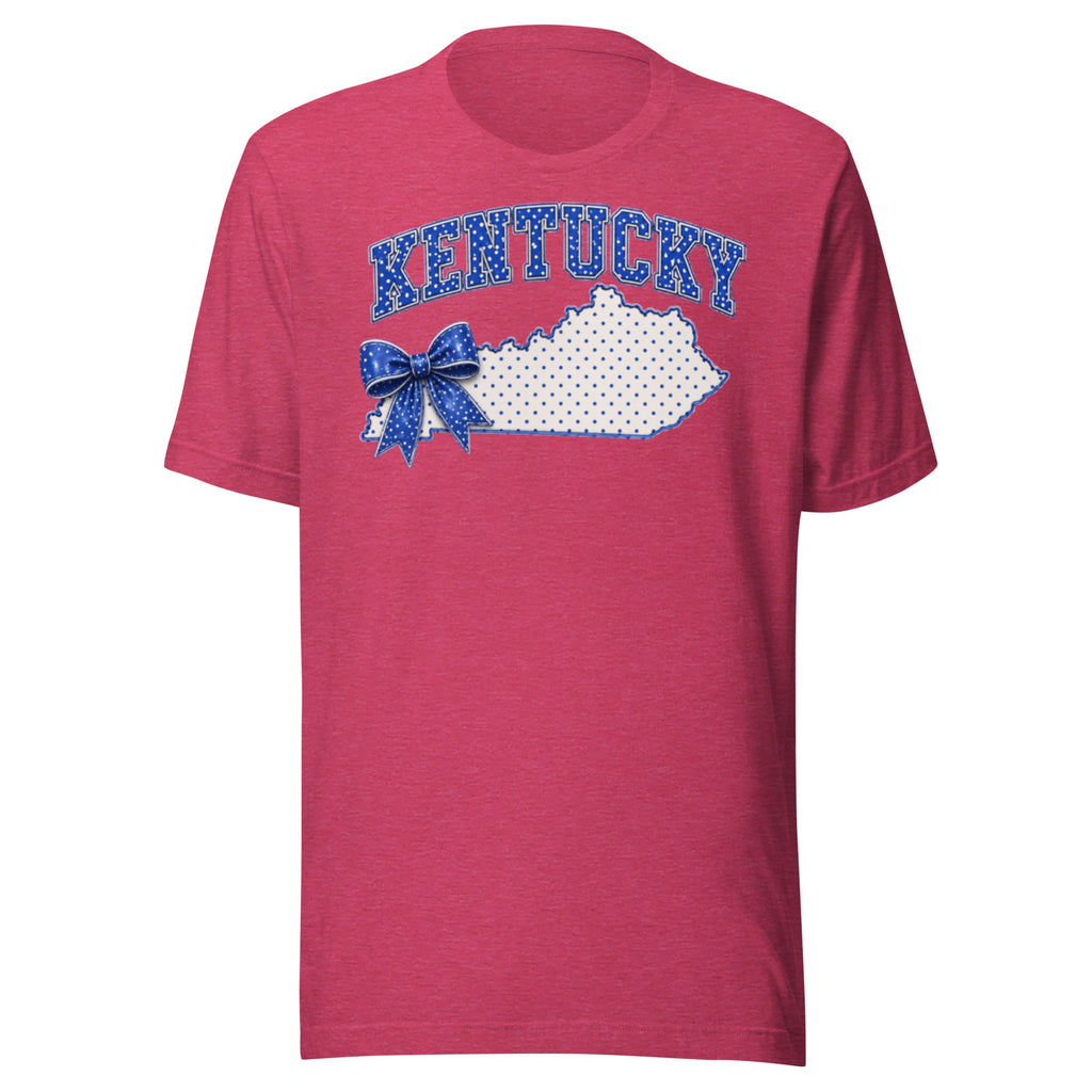 Kentucky Blue Dot Bow Tee | State Pride Script Design | Classic - Bluegrass Elite Apparel LLC