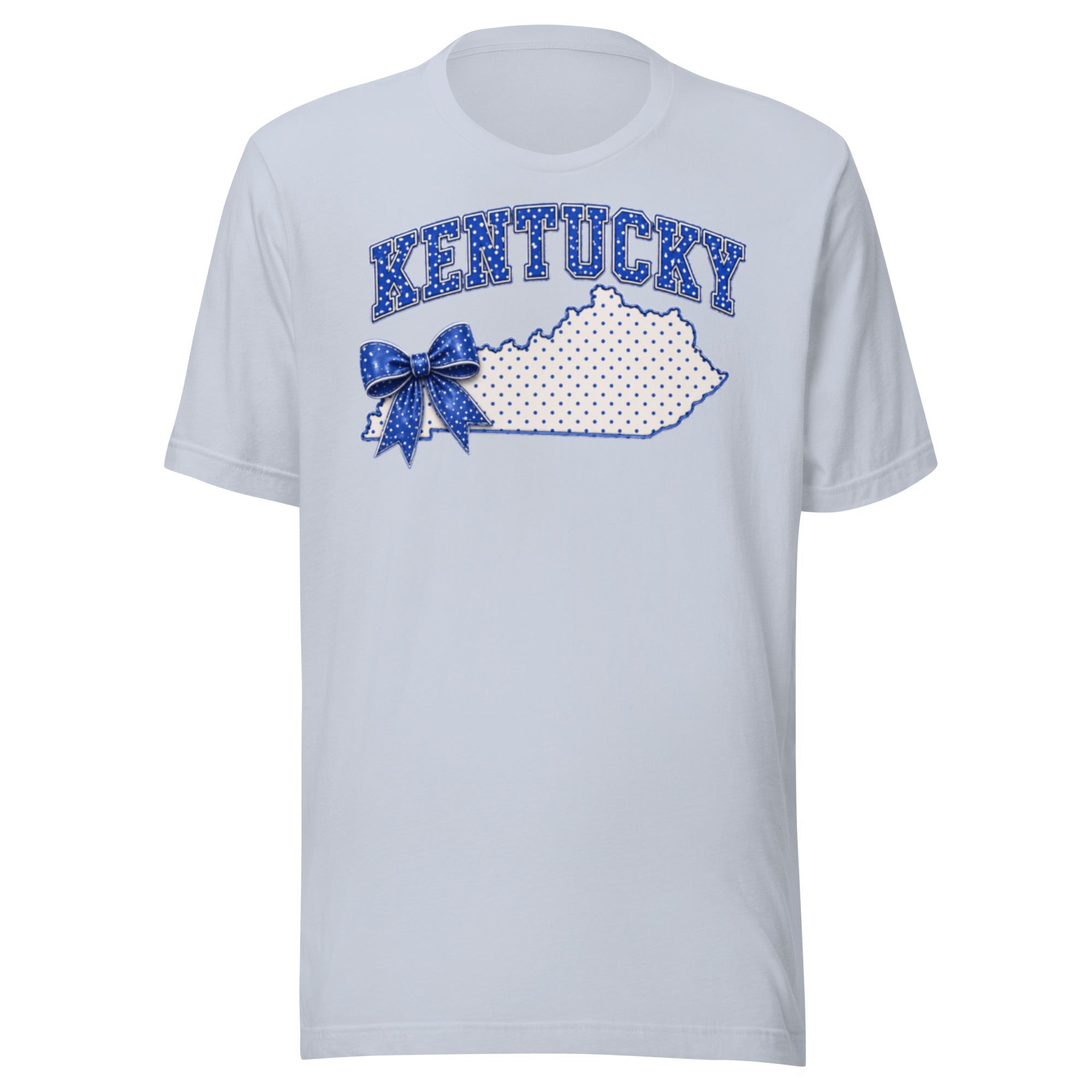 Kentucky Blue Dot Bow Tee | State Pride Script Design | Classic - Bluegrass Elite Apparel LLC