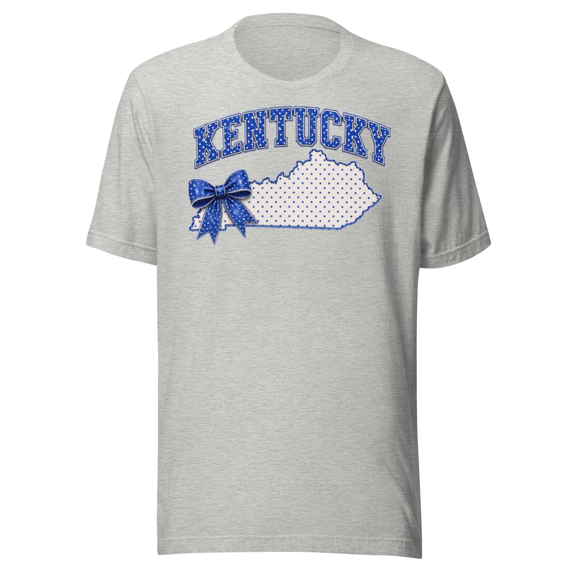 Kentucky Blue Dot Bow Tee | State Pride Script Design | Classic - Bluegrass Elite Apparel LLC