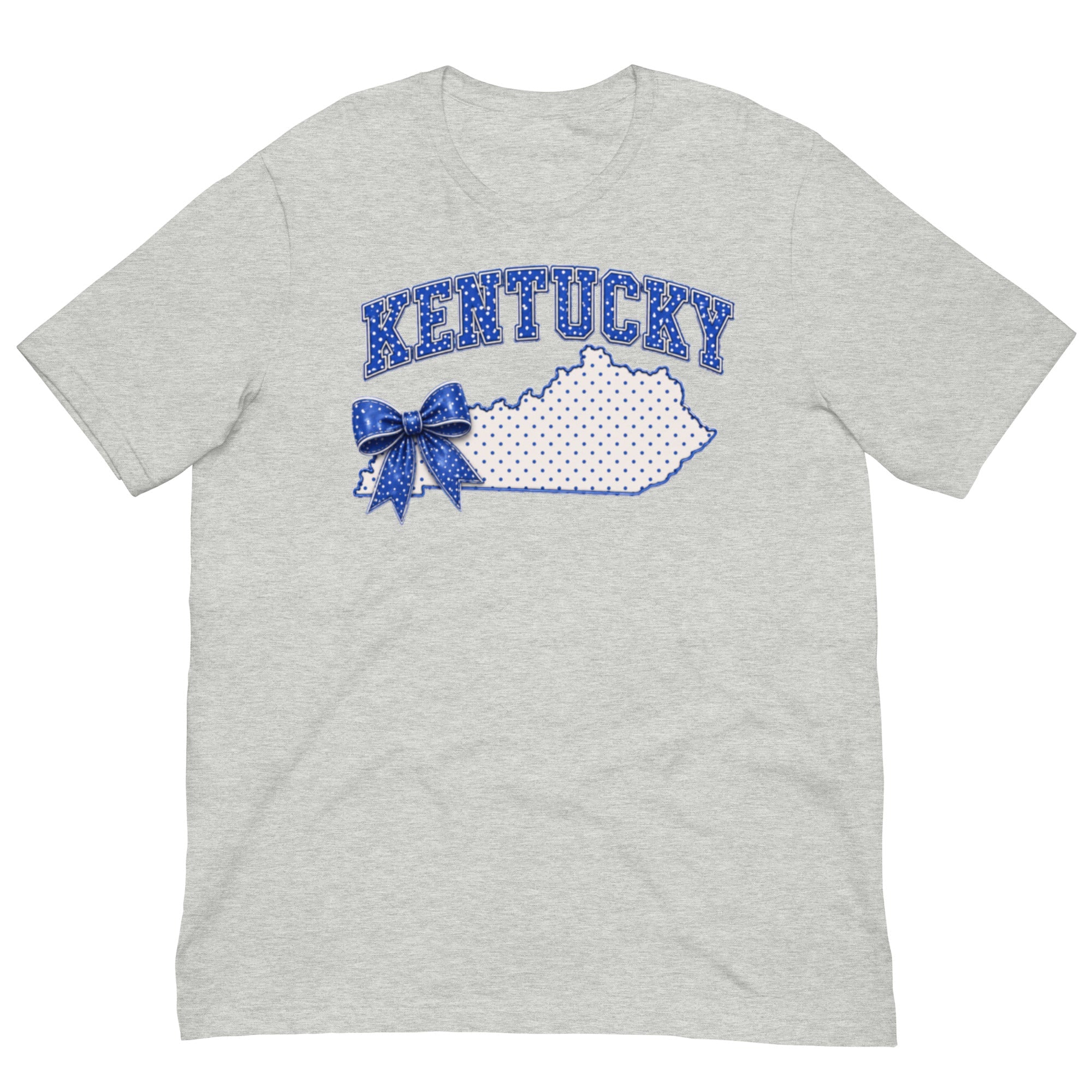 Kentucky Blue Dot Bow Tee | State Pride Script Design | Classic - Bluegrass Elite Apparel LLC