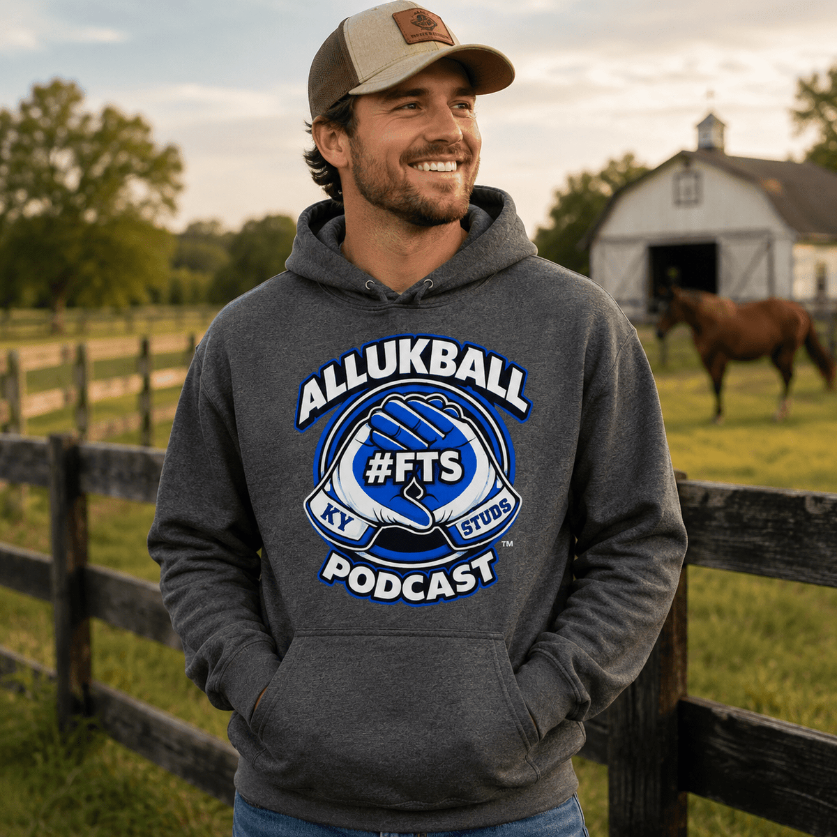 Kentucky Blue Podcast Ball Hoodie | Allukball Graphic Pullover | Classic - Bluegrass Elite Apparel LLC
