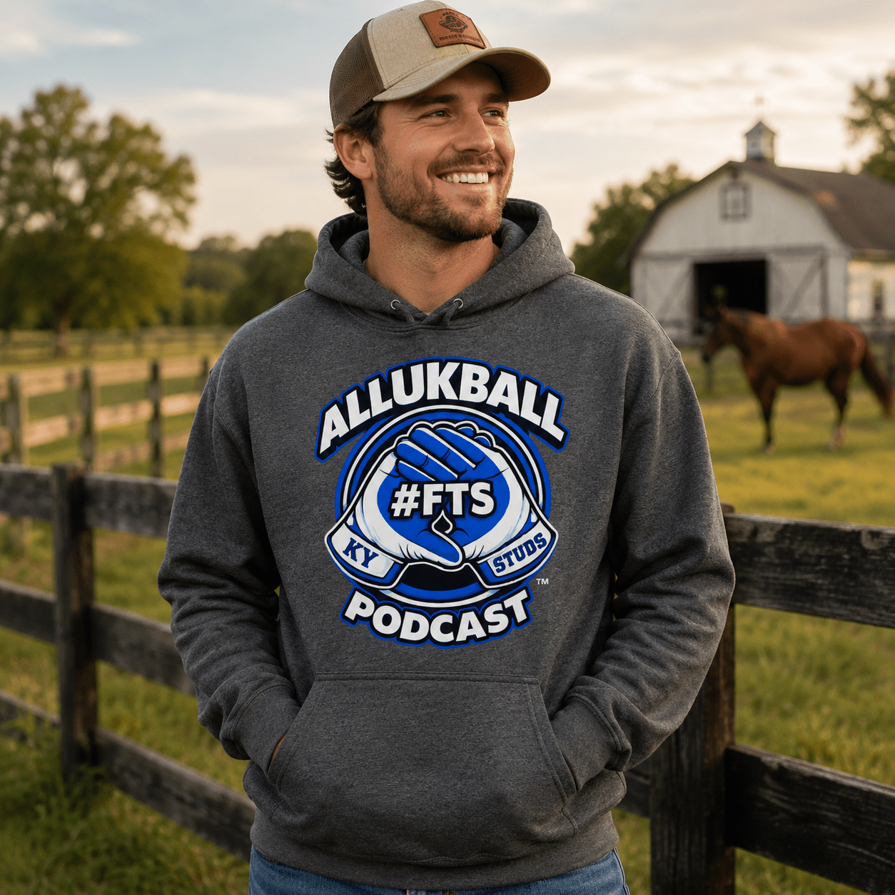 Kentucky Blue Podcast Ball Hoodie | Allukball Graphic Pullover | Classic - Bluegrass Elite Apparel LLC