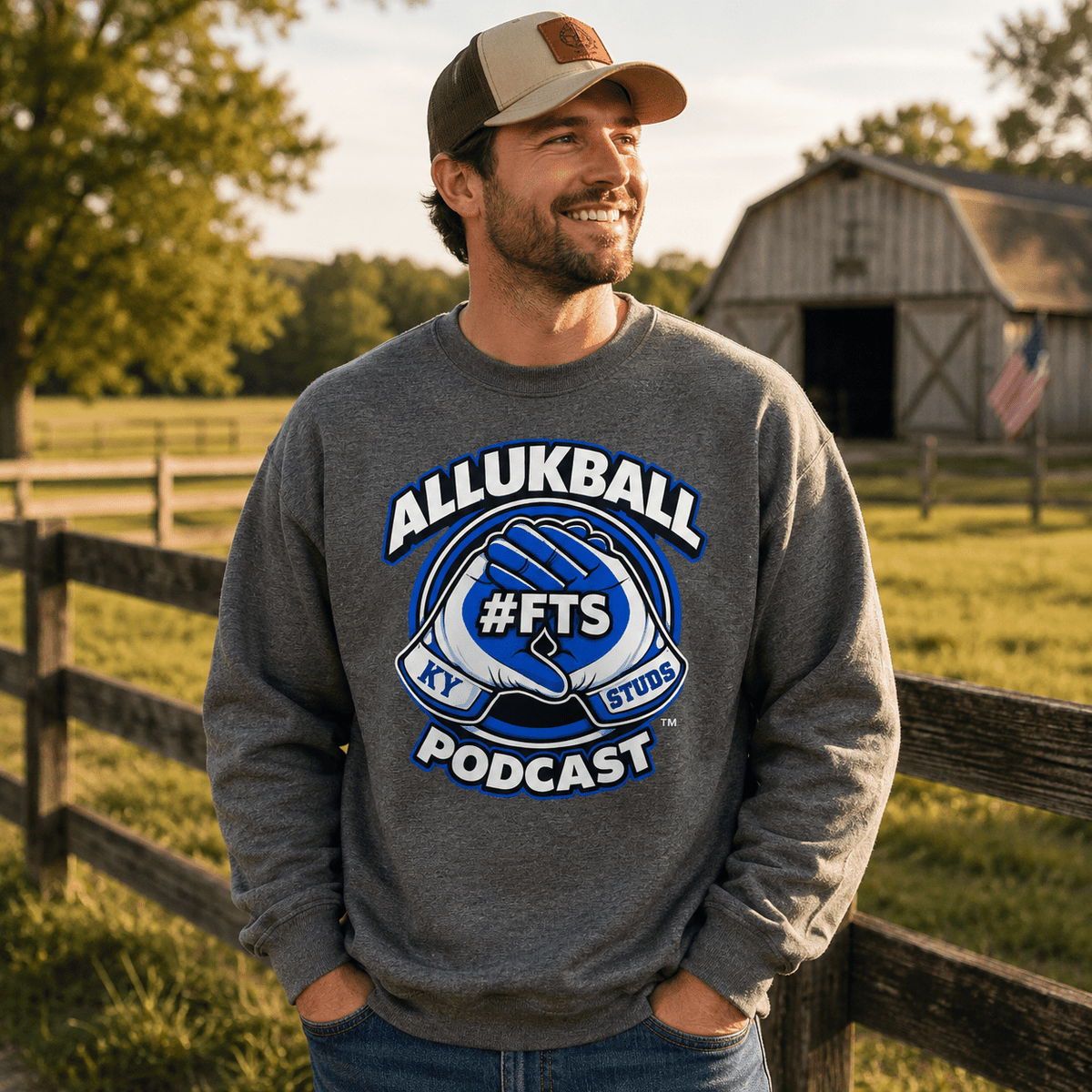 Kentucky Blue Podcast Ball Sweatshirt | Allukball Graphic Crewneck | Classic - Bluegrass Elite Apparel LLC