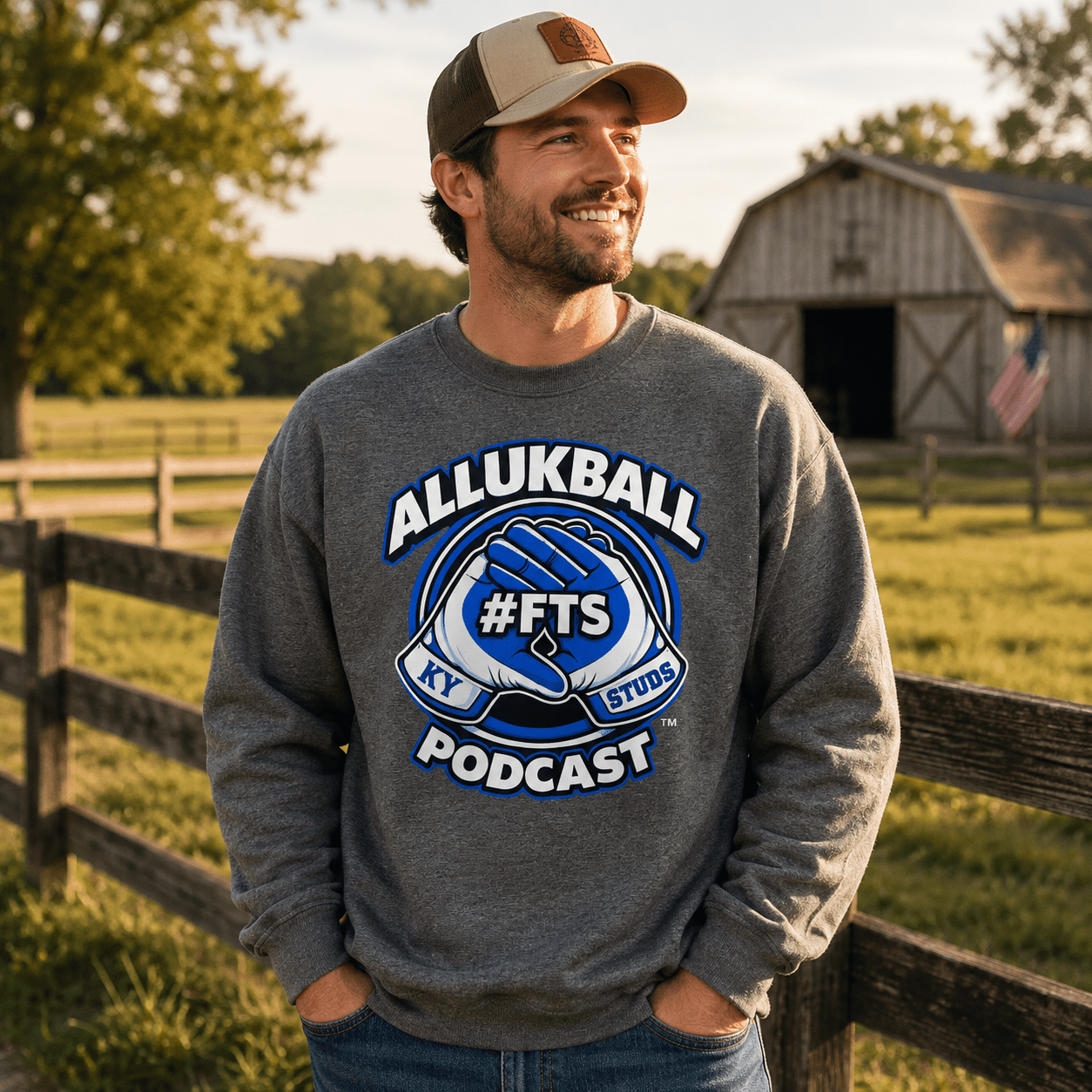Kentucky Blue Podcast Ball Sweatshirt | Allukball Graphic Crewneck | Classic - Bluegrass Elite Apparel LLC
