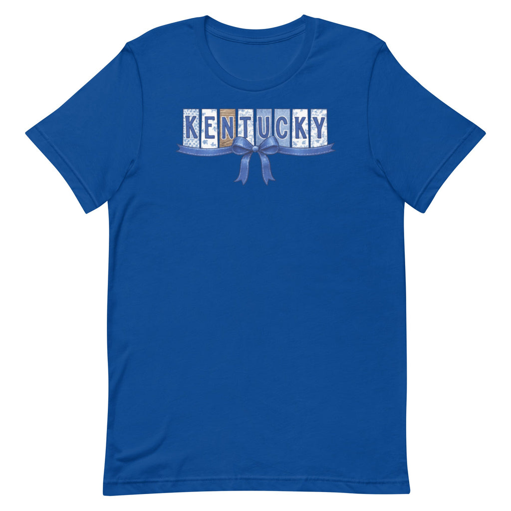 Kentucky Blue Ribbon Script Tee | Vintage Panel Design | Classic - Bluegrass Elite Apparel LLC