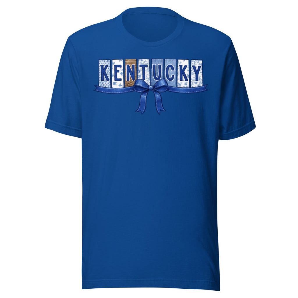 Kentucky Blue Ribbon Script Tee | Vintage Panel Design | Classic - Bluegrass Elite Apparel LLC