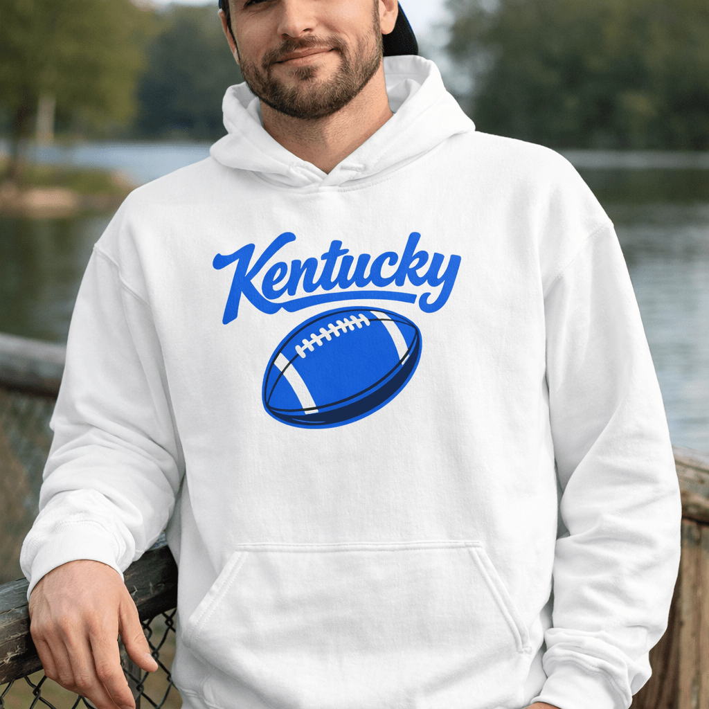 Kentucky Blue Script Ball Hoodie | Minimal Sports Design | Classic Fleece Pullover - Bluegrass Elite Apparel LLC