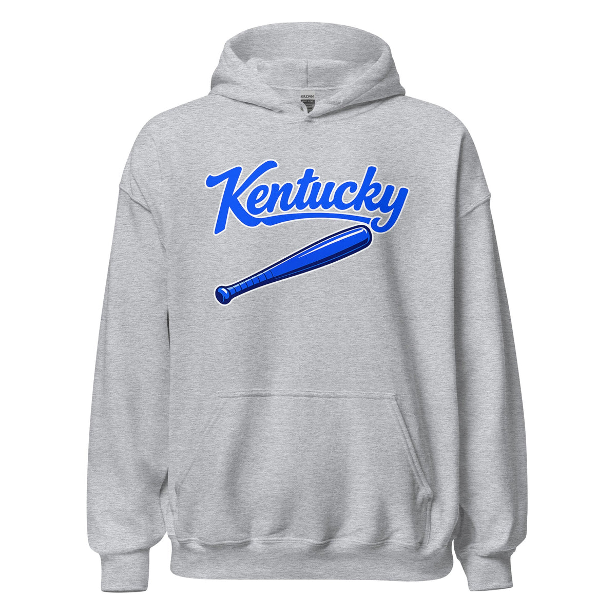 Kentucky Blue Script Ball Hoodie | Vintage Bat Graphic Pullover - Bluegrass Elite Apparel LLC