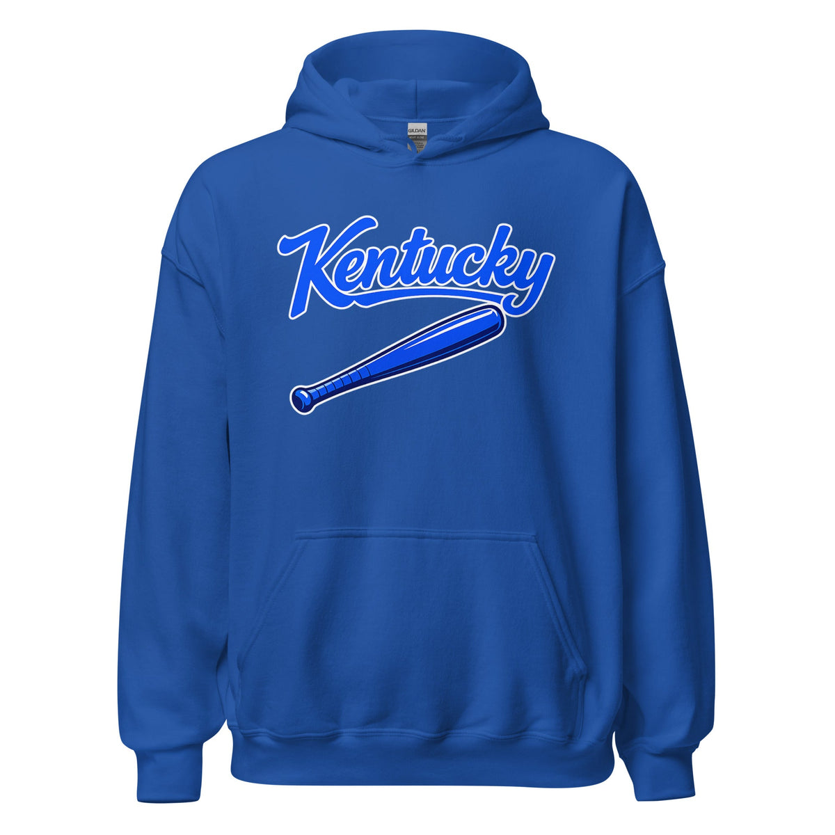 Kentucky Blue Script Ball Hoodie | Vintage Bat Graphic Pullover - Bluegrass Elite Apparel LLC