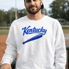 Kentucky Blue Script Ball Sweatshirt | Vintage Bat Graphic Crewneck - Bluegrass Elite Apparel LLC