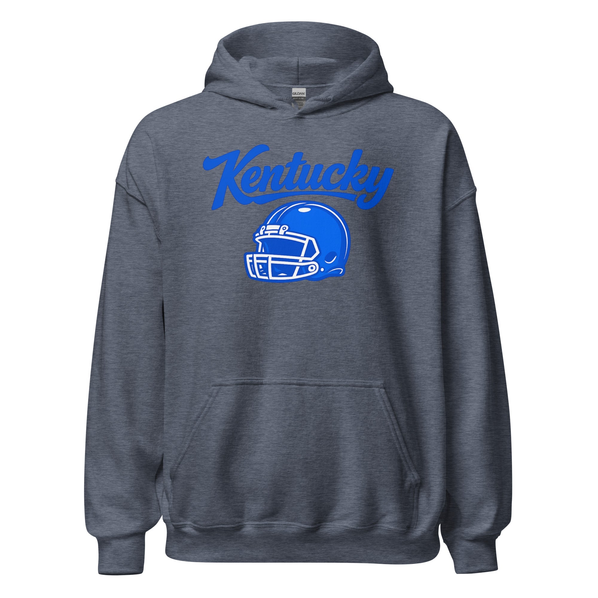 Kentucky Blue Script Helmet Hoodie | Football Design | Classic Fleece Pullover - Bluegrass Elite Apparel LLC