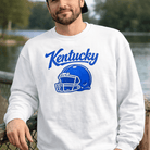 Kentucky Blue Script Helmet Sweatshirt | Minimal Sports Design | Classic Crewneck - Bluegrass Elite Apparel LLC
