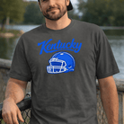 Kentucky Blue Script Helmet T-Shirt | Minimal Sports Design | Classic Airlume - Bluegrass Elite Apparel LLC