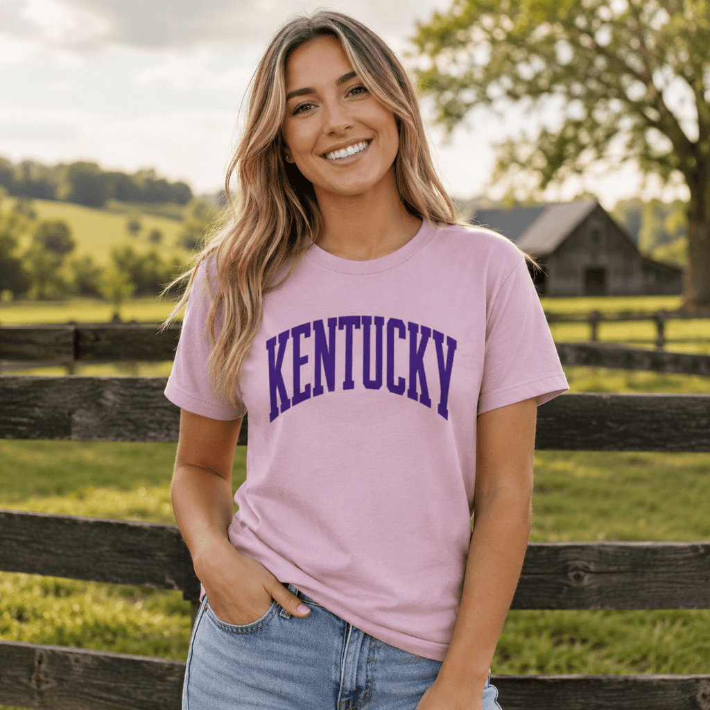 Kentucky Blue Varsity Script Women’s Relaxed Tee | Classic Cotton - Bluegrass Elite Apparel LLC