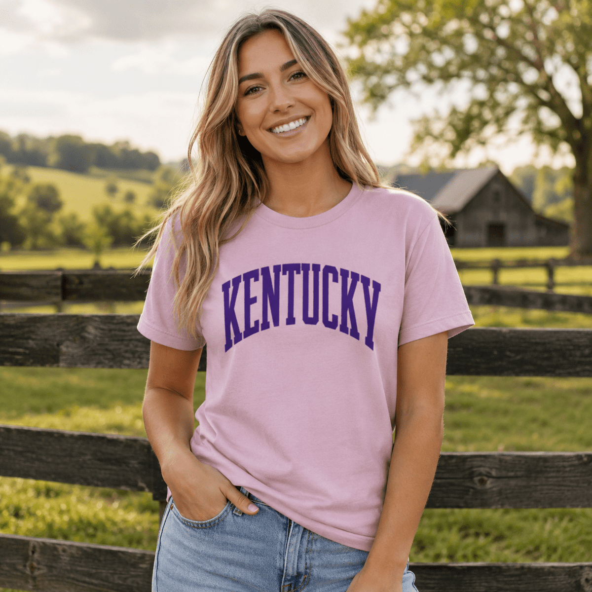Kentucky Blue Varsity Script Women’s Relaxed Tee | Classic Cotton - Bluegrass Elite Apparel LLC