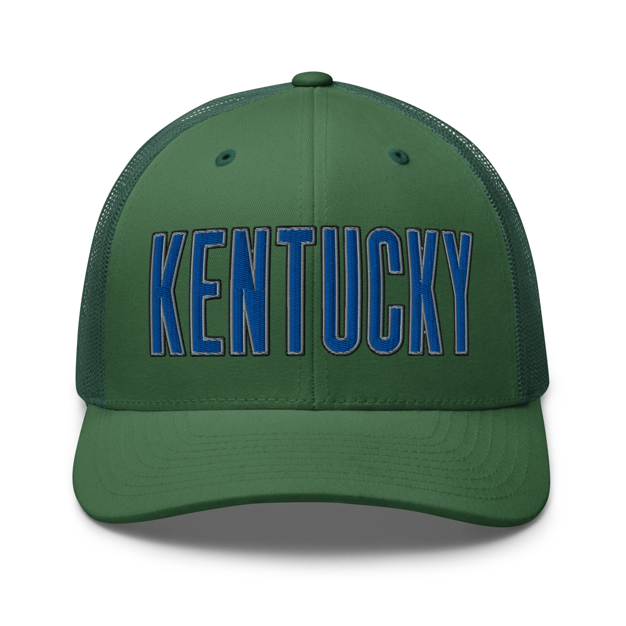 Kentucky Bold Script Trucker Hat | Blue Lettering Heritage Design - Bluegrass Elite Apparel LLC