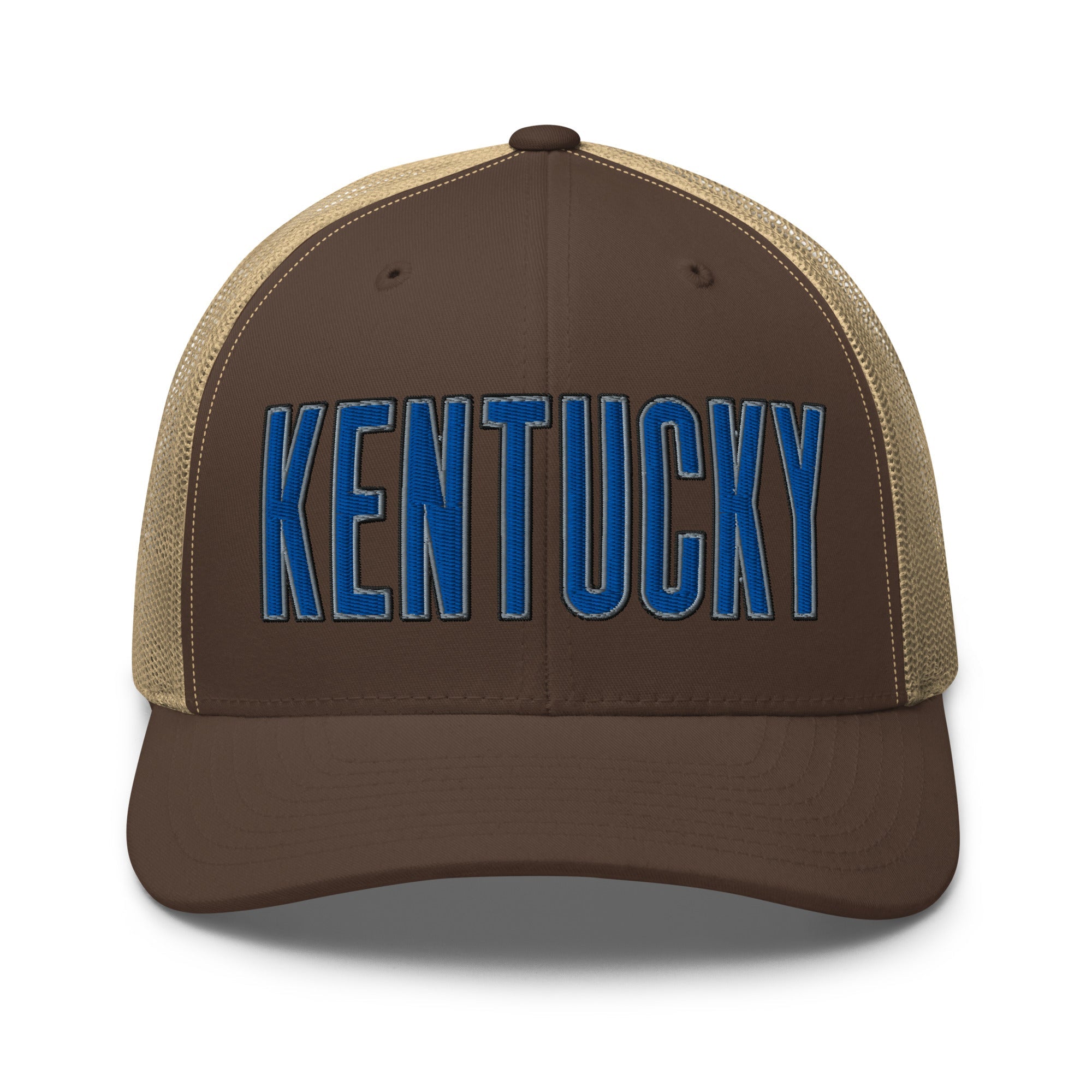 Kentucky Bold Script Trucker Hat | Blue Lettering Heritage Design - Bluegrass Elite Apparel LLC